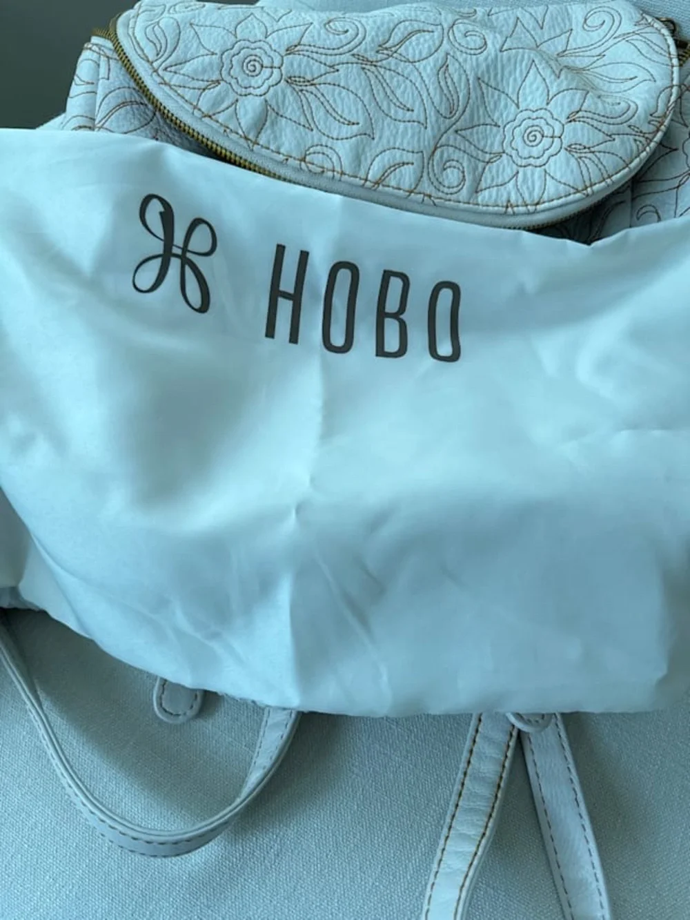 HOBO  River Cream Floral-Embroidered Backpack with Gold Accents